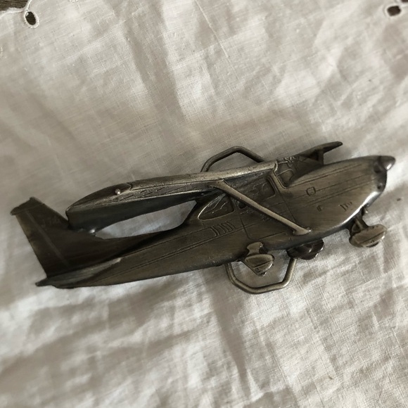 Vtg 1980 J718 Airplane Belt Buckle - Picture 3 of 12